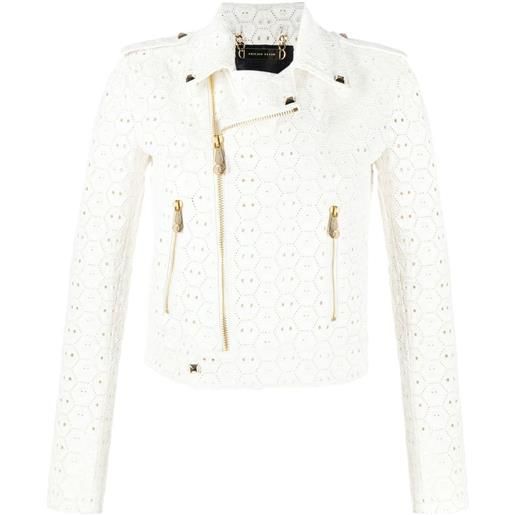 Philipp Plein bomber in pelle sangallo - bianco