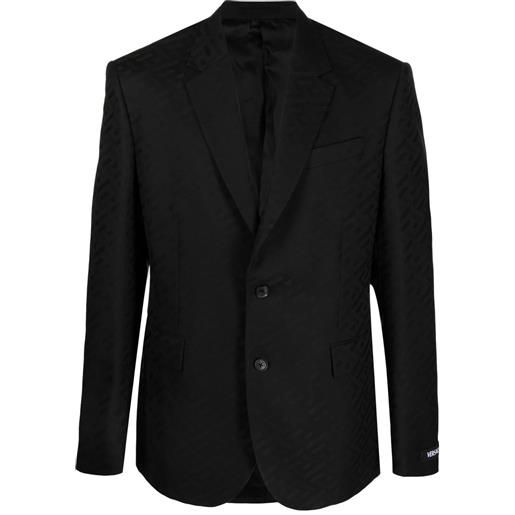 Versace blazer monopetto con motivo la greca - nero