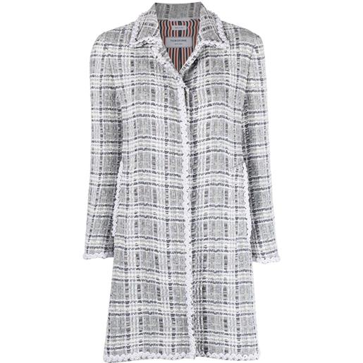 Thom Browne cappotto in tweed con applicazione - grigio