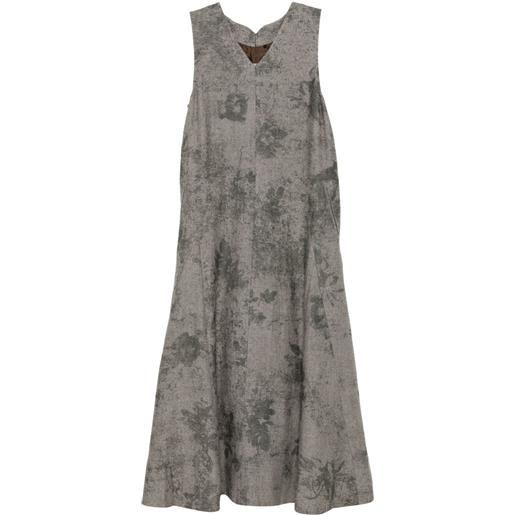Ziggy Chen abito midi con stampa astratta - grigio