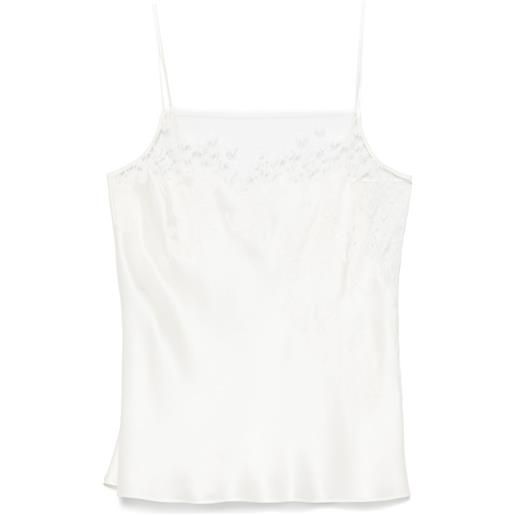Carine Gilson top pigiama con dettagli in pizzo - bianco