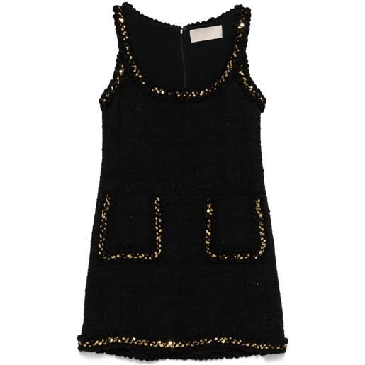 Elie Saab abito corto in tweed con ricamo - nero