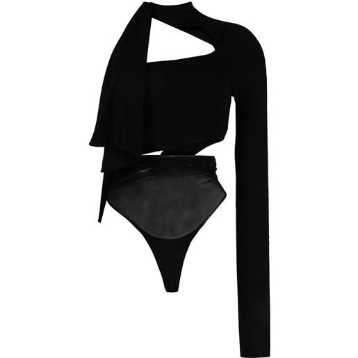 Mugler top monospalla con dettaglio cut-out - nero