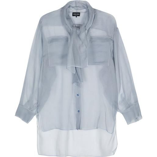 Giorgio Armani camicia con dettaglio foulard - blu
