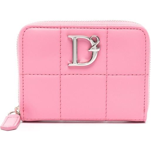 DSQUARED2 portafoglio trapuntato con placca logo - rosa