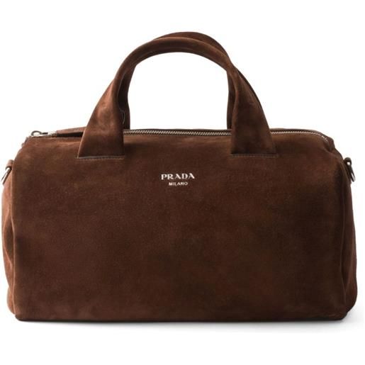 Prada borsone piccolo in pelle scamosciata - marrone