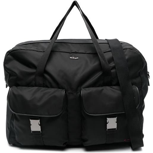 Kiton borsone con placca logo - nero