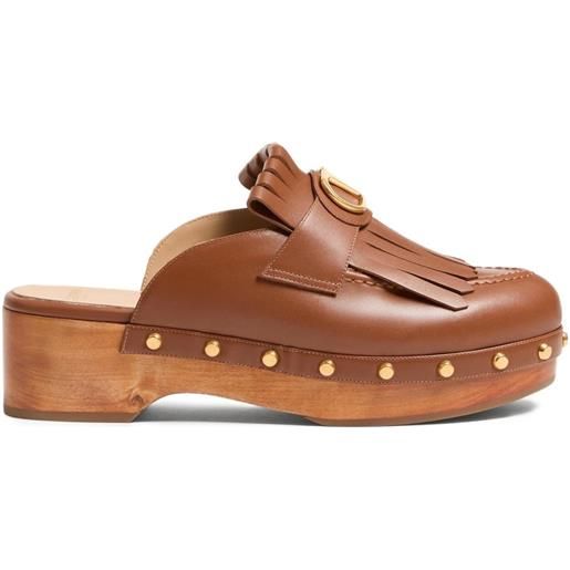 Valentino Garavani clogs vlogo signature con frange 45mm - marrone