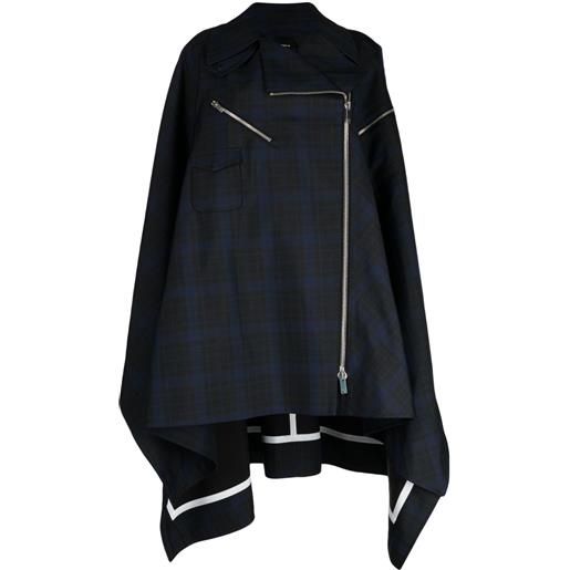 SHANG XIA mantella asimmetrica a quadri - blu