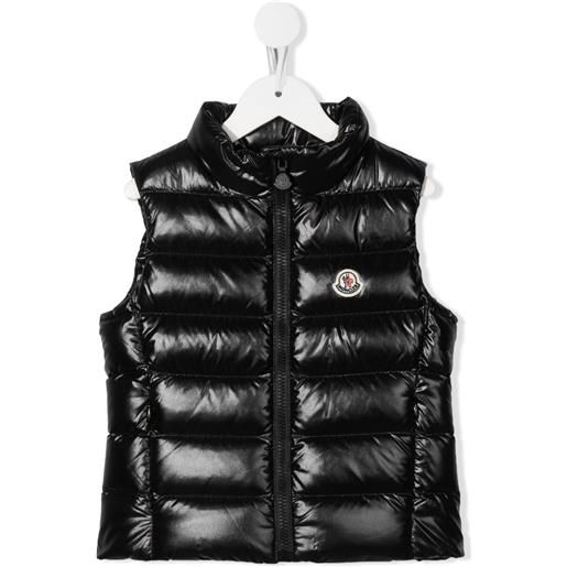 Moncler Enfant gilet imbottito con applicazione - nero