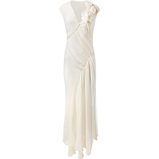 Alejandra Alonso Rojas abito drappeggiato in chiffon - toni neutri