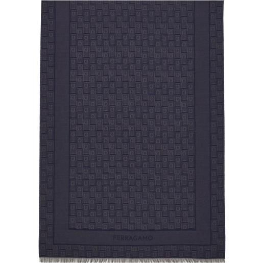 Ferragamo stola con motivo gancini jacquard - blu