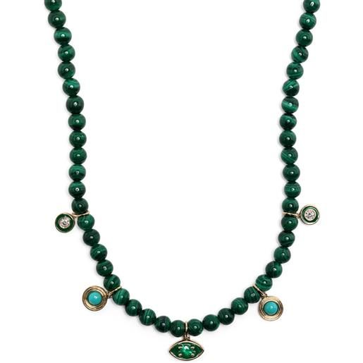 Collana con ciondolo in malachite in argento sterling fatta a mano: pietra preziosa verde - Italia Collana con ciondolo in malachite in argento sterling fatta a mano: pietra preziosa verde - Italia