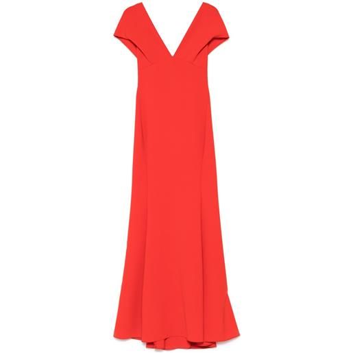 Amsale abito midi in crêpe elasticizzato con scollo a v - arancione
