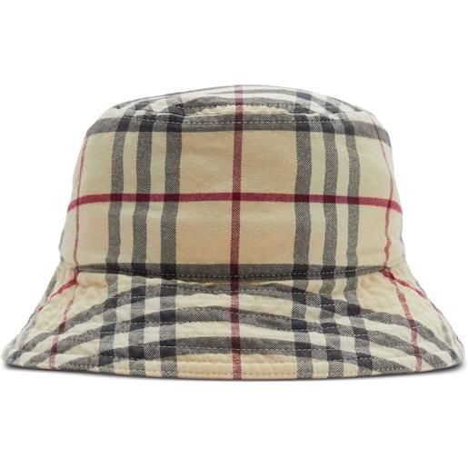 Burberry cappello bucket con motivo vintage check in cotone - toni neutri