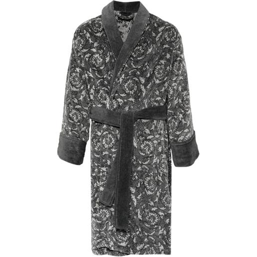 Versace accappatoio barocco con cintura - grigio