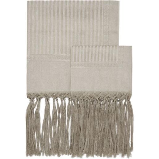 Brunello Cucinelli set di 2 asciugamani con motivo chevron - grigio