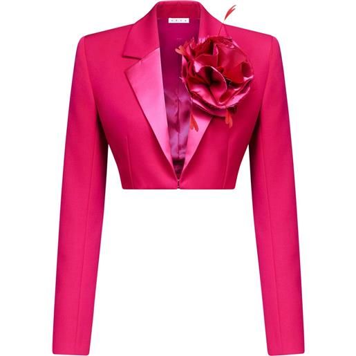 AREA blazer flower corsage crop - rosa