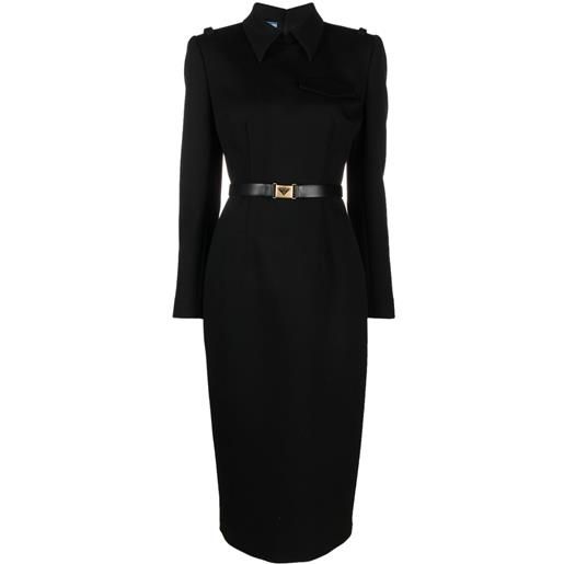 Prada abito midi con cintura - nero