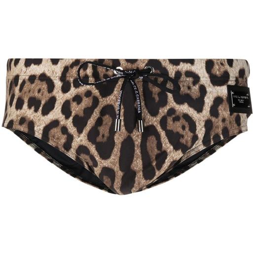 Dolce & Gabbana costume da bagno leopardato - marrone