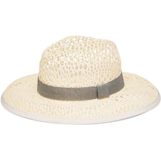 Brunello Cucinelli fedora con decorazione monili - toni neutri