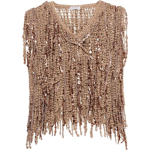 Brunello Cucinelli top dazzling cascades - marrone