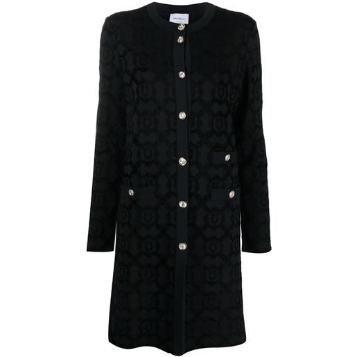 Ferragamo cappotto monopetto con logo caratteristico gancini - nero