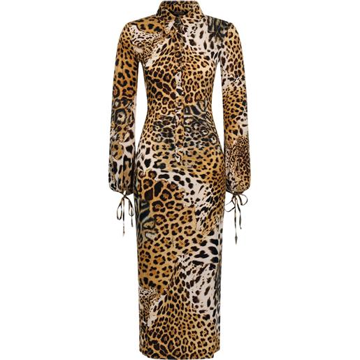 Roberto Cavalli abito midi con stampa - marrone