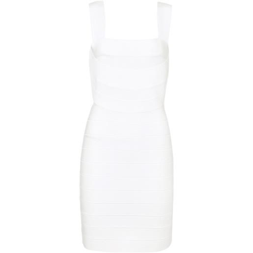 Hervé Léger abito corto con scollo quadrato - bianco