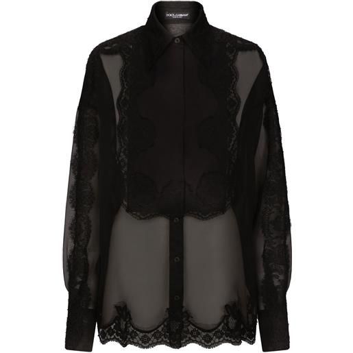 Dolce & Gabbana camicia con rifinitura in pizzo - nero