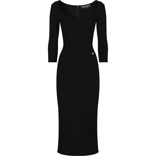 Dolce & Gabbana abito midi con placca logo - nero