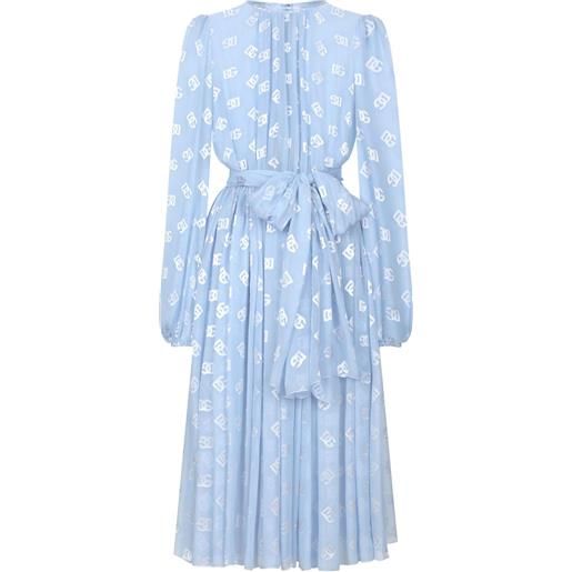 Dolce & Gabbana abito midi dna in chiffon con monogramma jacquard - blu