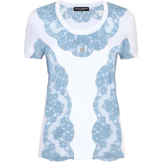 Dolce & Gabbana t-shirt dna con pizzo - bianco