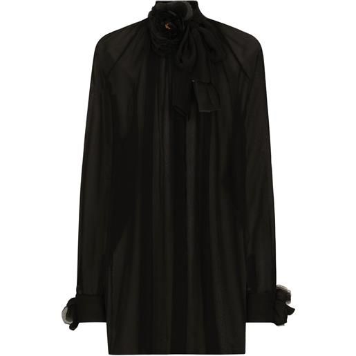 Dolce & Gabbana blusa con applicazione a fiori - nero