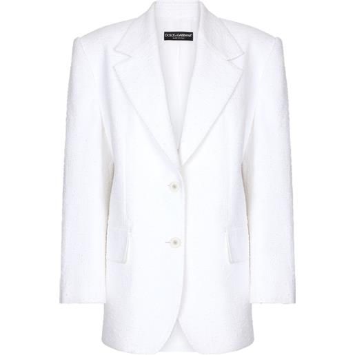 Dolce & Gabbana blazer monopetto in tweed - bianco