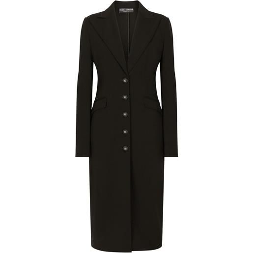 Dolce & Gabbana cappotto monopetto con bottone logo - nero
