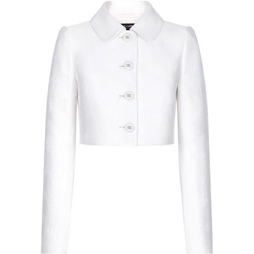 Dolce & Gabbana giacca crop con monogramma jacquard - bianco