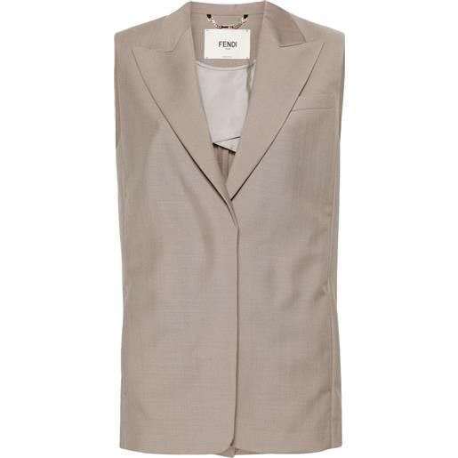 FENDI gilet con ricamo - marrone