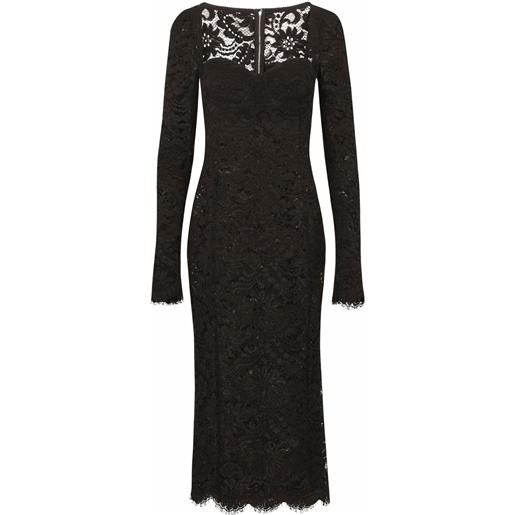 Dolce & Gabbana abito midi con orlo a smerlo - nero