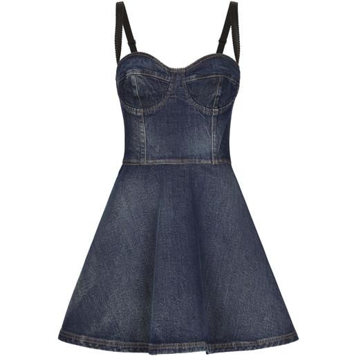 Dolce & Gabbana abito corto denim con scollo a cuore - blu