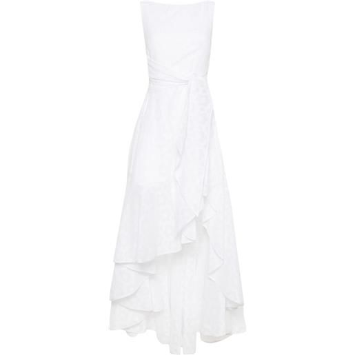 Talbot Runhof abito lungo asimmetrico drappeggiato - bianco