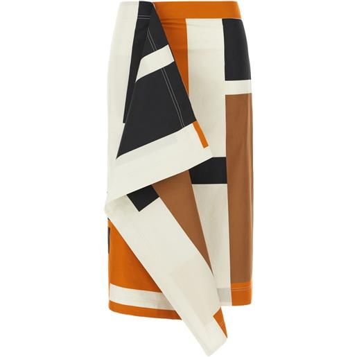 FENDI gonna midi con stampa ff puzzle - toni neutri