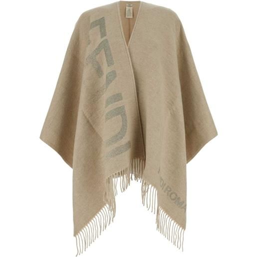 FENDI poncho con frange - toni neutri