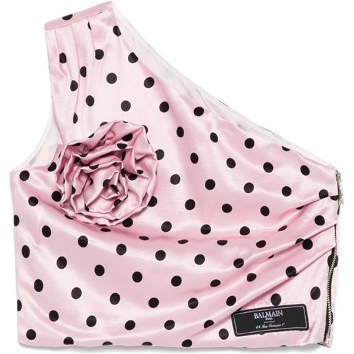Balmain Kids top con applicazione a fiori - rosa