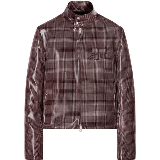 Courrèges giacca biker con logo - marrone