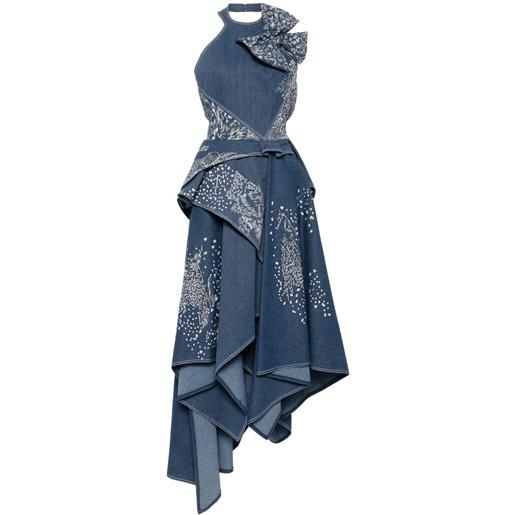 Saiid Kobeisy abito lungo denim con ricamo - blu