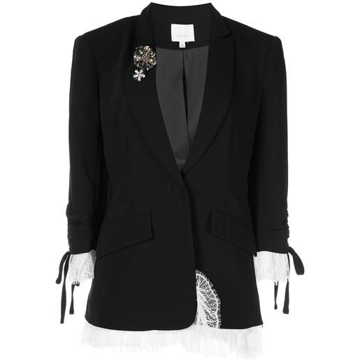 Cinq A Sept blazer roxie con bordo in pizzo - nero