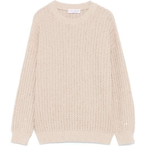 Brunello Cucinelli Kids maglione con paillettes - toni neutri