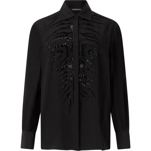 Roberto Cavalli camicia con paillettes - nero