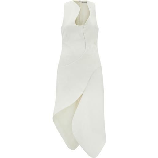 Ferragamo abito midi asimmetrico - bianco